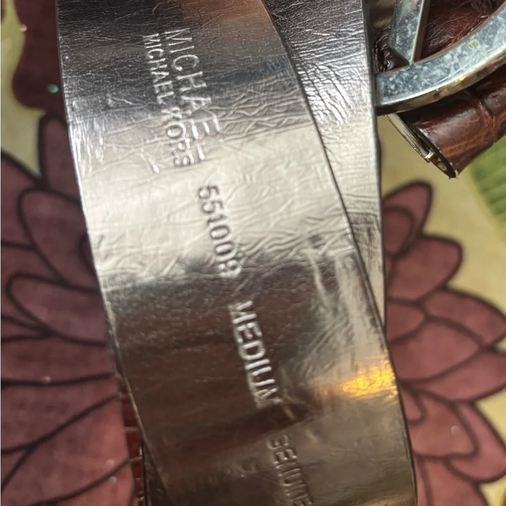 Michael Kors Dark Brown Belt with Silver MK Logo
